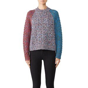 Jil Sander Navy Multi Colorblock Sweater 100% Wool Crew Neck L